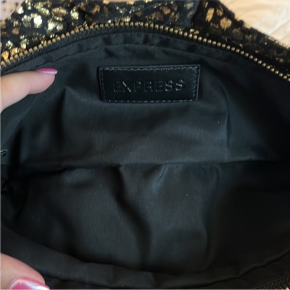 Express oversized black leopard & gold metallic clutch bag. New without tags. - Picture 7 of 7